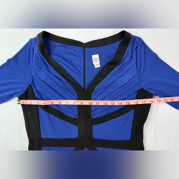 NWT Sangria Royal Blue Black Envelope Flap Dress Deep V Neck Size 12 - Picture 11 of 12